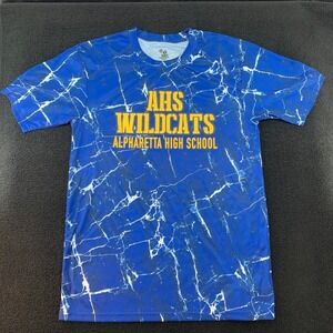 Badger Sport Alpharetta High School Wildcats Blue Marble Athletic T Shirt Size M